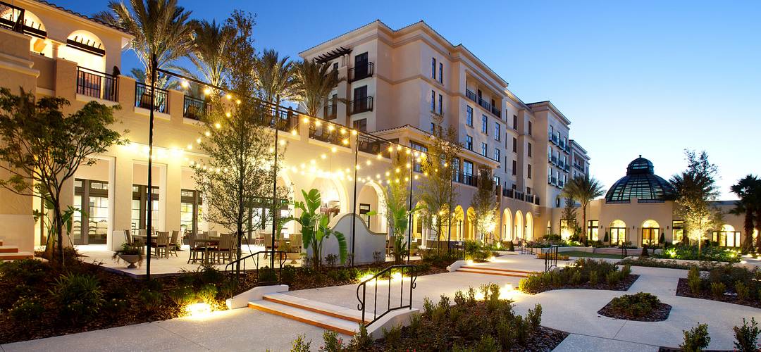 The Alfond Inn Exterior of The Alfond Inn at dusk