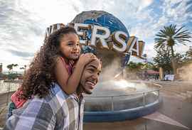 The famous globe in front of the entrance to Universal Studios Florida