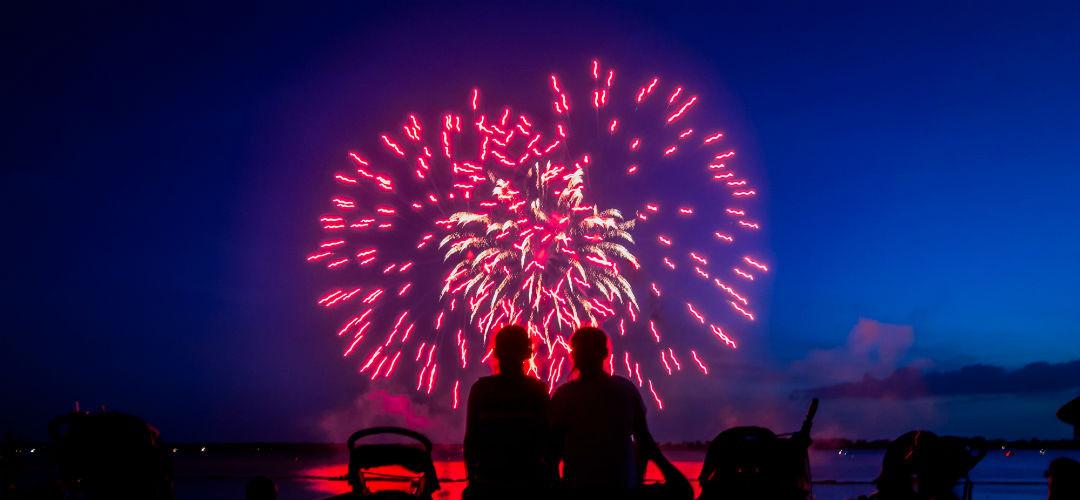 New Year's Eve at LEGOLAND Florida Resort A nighttime shot of a couple watching fireworks on New Year's Eve at LEGOLAND Florida Resort