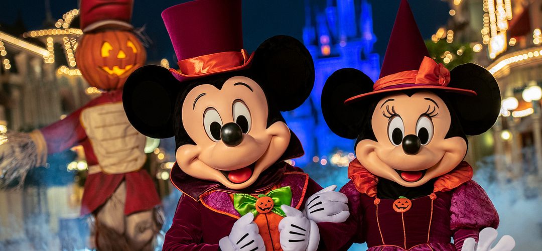 Mickey's Not-So-Scary Halloween Party Mickey and Minnie Mouse dressed up for Mickey's Not-So-Scary Halloween Party at Magic Kingdom.