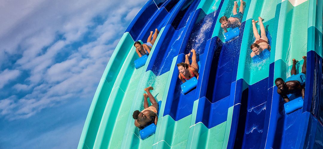Island H2O Live! Island H20 Live! waterpark racing mat slides.