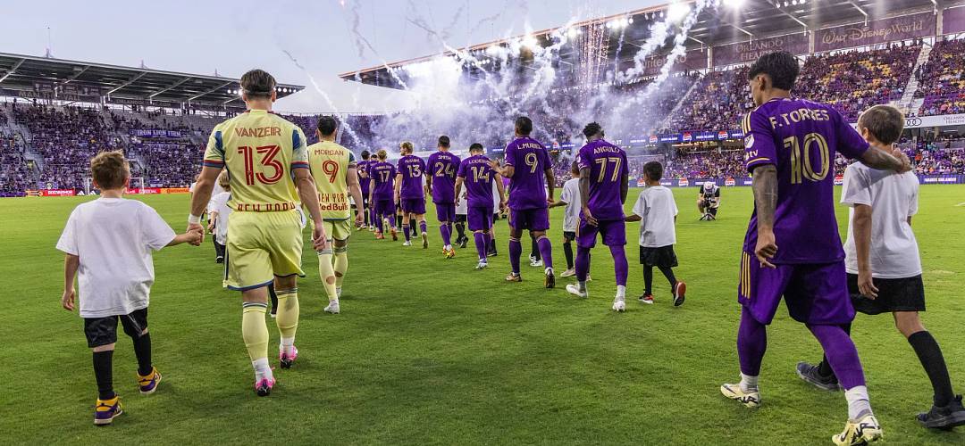 Orlando City Soccer Club Exploria Stadium A view of the field at Orlando City Soccer Club Exploria Stadium in downtown Orlando