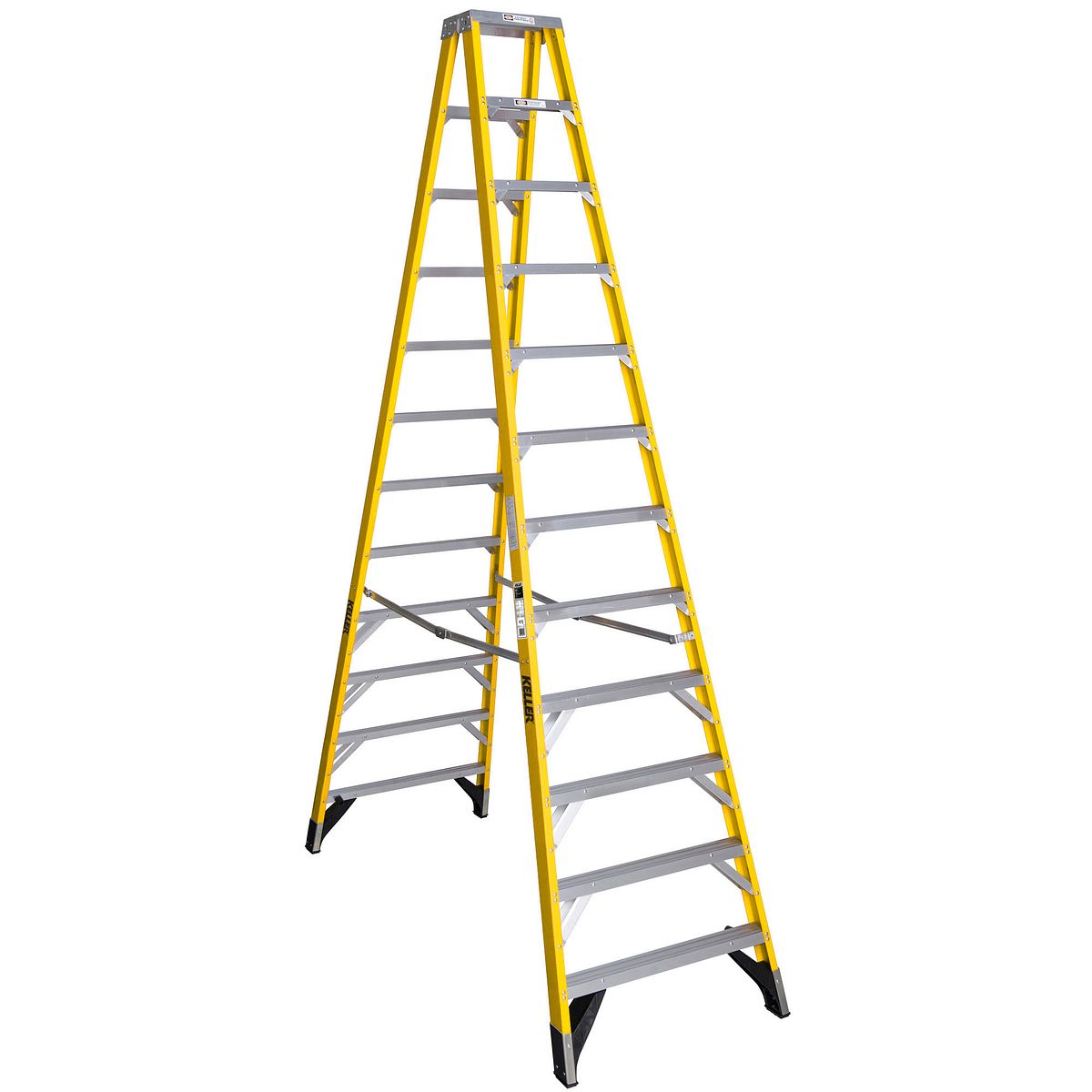 T1072 12 ft Type IAA Fiberglass Twin Ladder