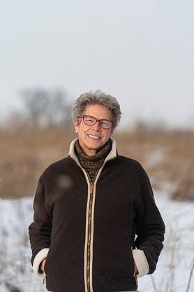 Tia Nelson at Governor Nelson State Park in winter
