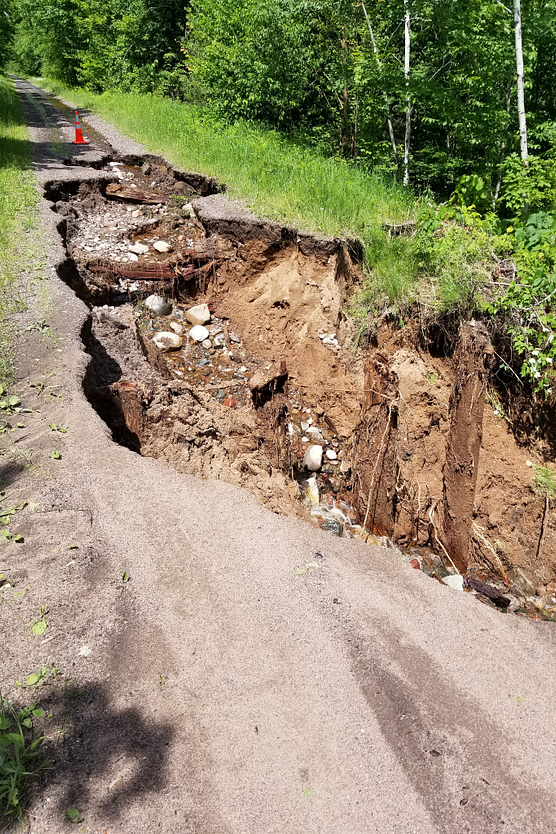 Photo of washed out portion of state trail