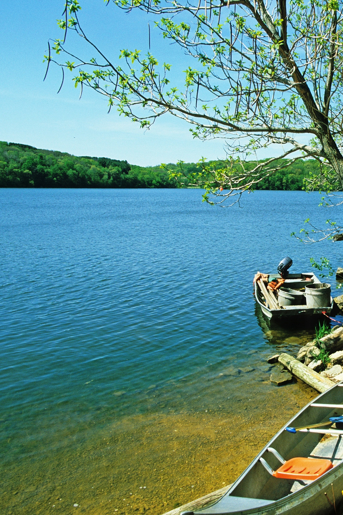 Photo of boat at dock next to lake