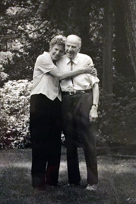 adult Tia Nelson hugs her father, Gaylord Nelson