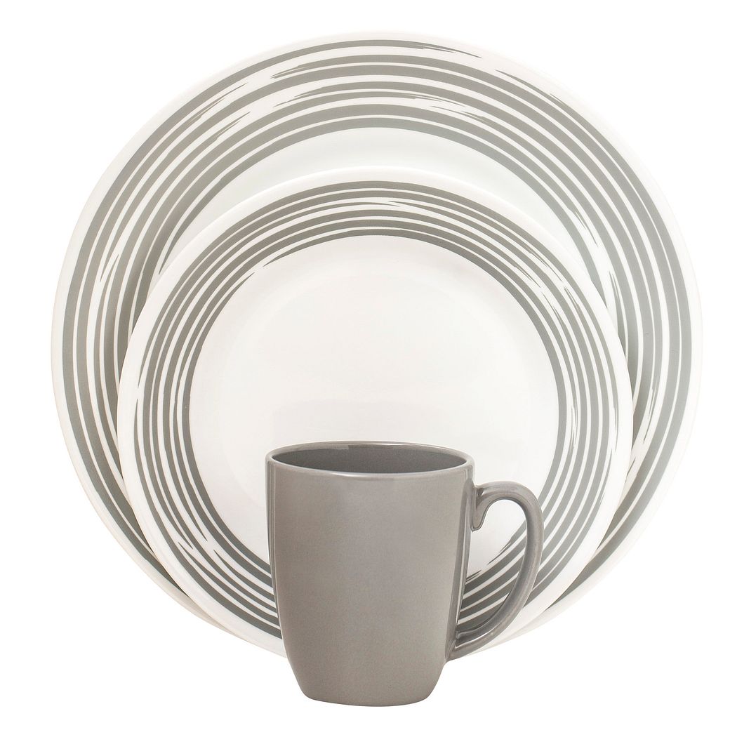 corelle boutique brushed 16 pc dinnerware set silver