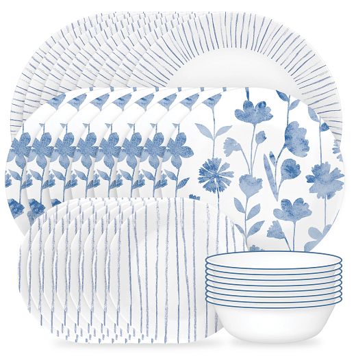Botanical Stripes 32piece Dinnerware Set, Service for 8 Corelle