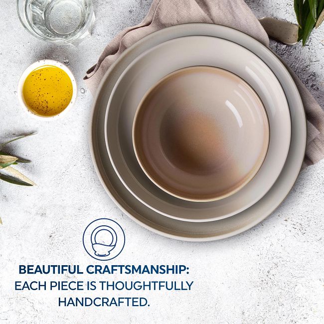 Stoneware 3-piece Dinnerware Set, Service for 1, Oatmeal