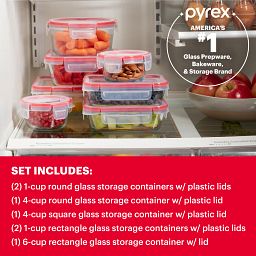FreshLock™ Glass Storage with text store it airtight, leak-proof lid with 4 locking tabs
