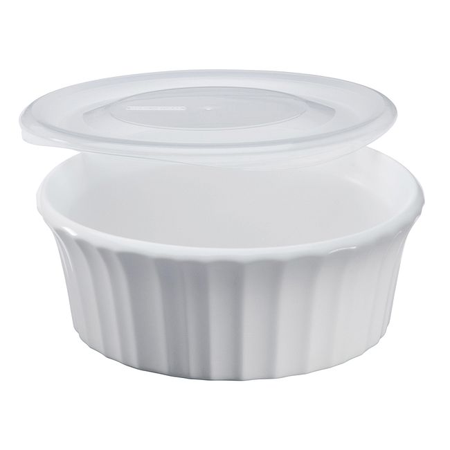 French White Baking Dish with Lid for 16-ounce Baking Dish