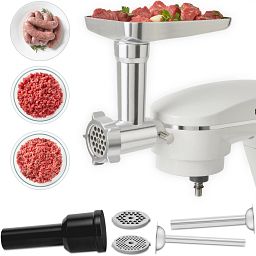 Instant Meat Grinder Accessory Set for Stand Mixer Pro shown with all attachment piece