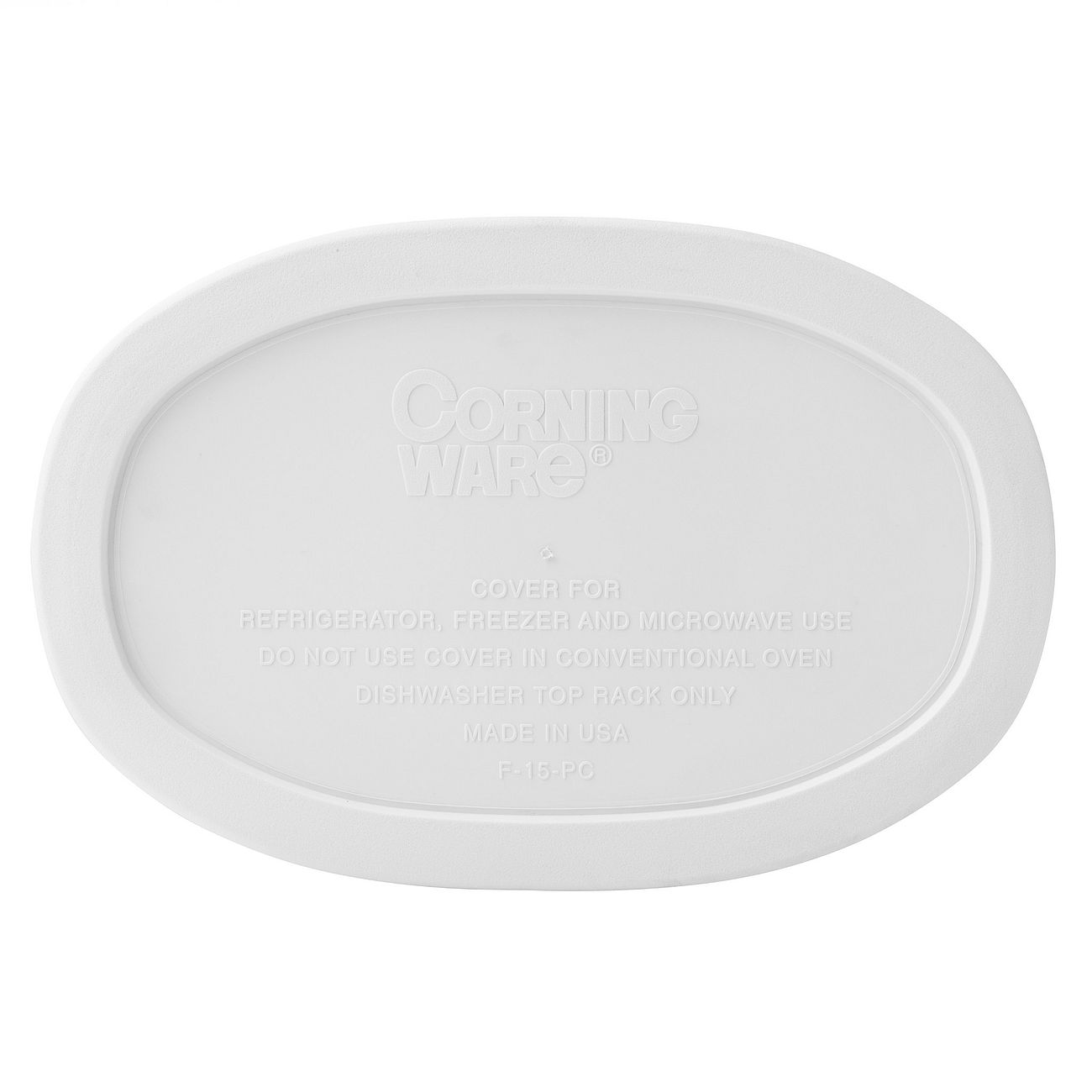 French White Plastic Lid for 15ounce Oval Baking Dish Corningware
