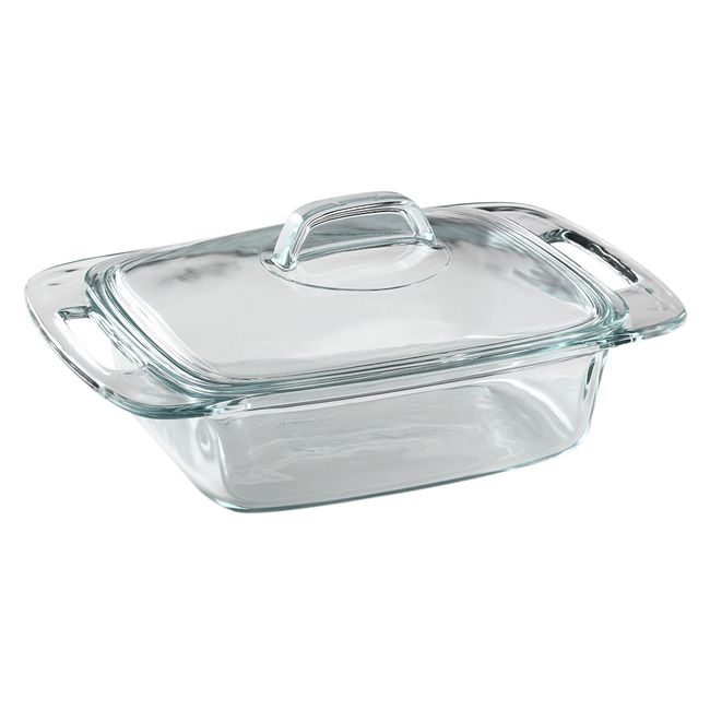Pyrex (4) 232 2-Quart Rectangle Glass Baking Dishes & (4) 232-PC Red  Plastic Lid Covers