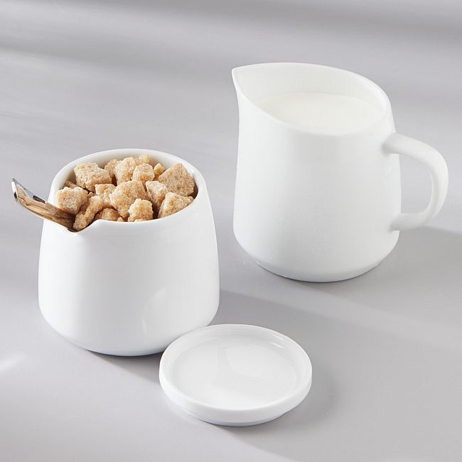 Winter Frost White Porcelain Creamer & Sugar