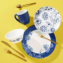 Indigo Blooms 16-piece Dinnerware Set, Service for 4