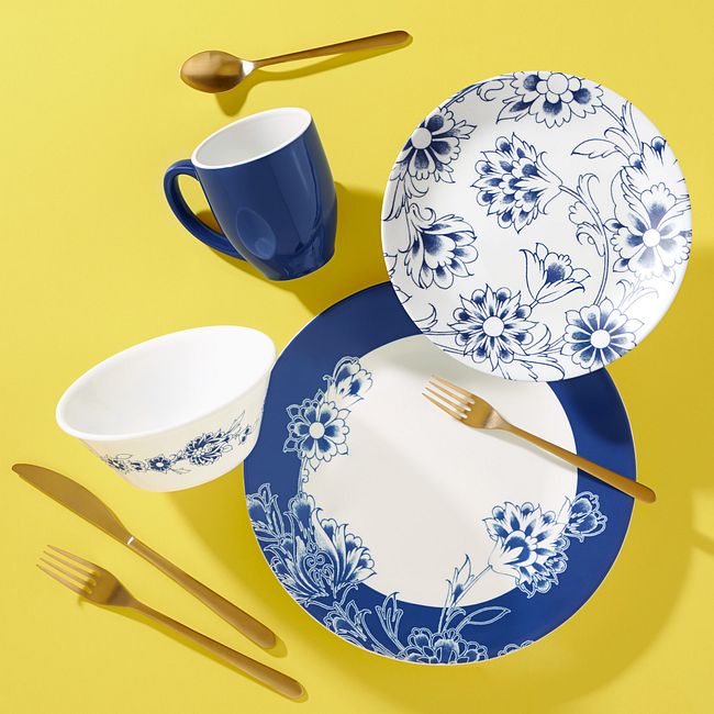 Indigo Blooms 16-piece Dinnerware Set, Service for 4