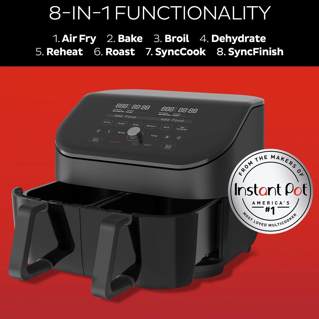 Instant™ Vortex® Plus Dual Black 8quart Air Fryer with ClearCook