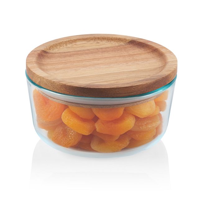 4-cup Glass Food Storage Container with Wood Lid
