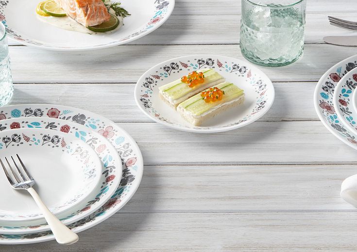 corelle dinnerware set on tabletop