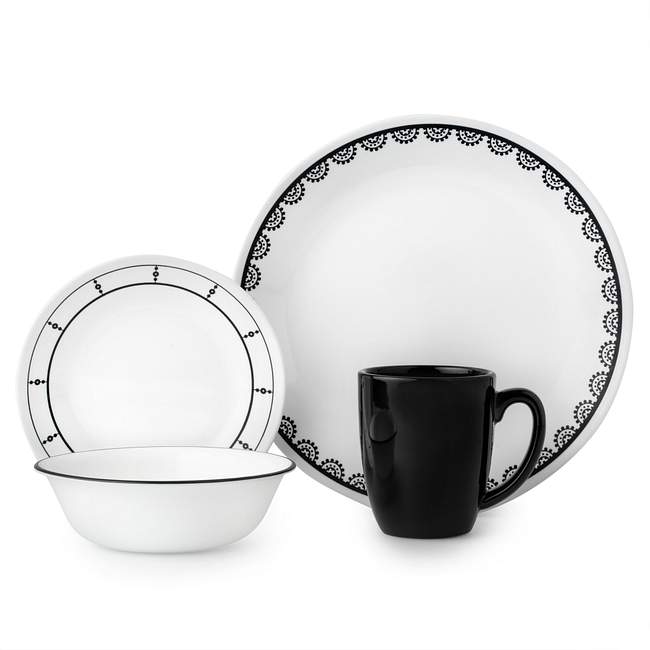 Livingware™ Black & White Mix and Match Set 16-pc Dinnerware Set