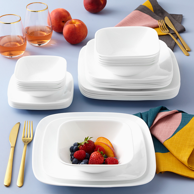 Pure White 44-piece Dinnerware Set, Service for 8