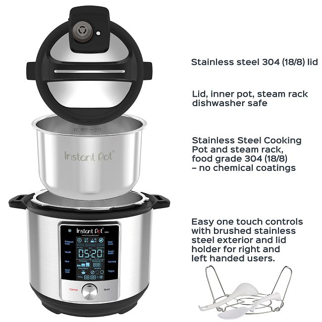 Canning 6 Quart Yogurt Maker Instant Pot Max 9-in-1 Pressure Slow Rice Cooker