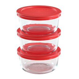 Simply Store® 6-pc Round Set  Red Lids