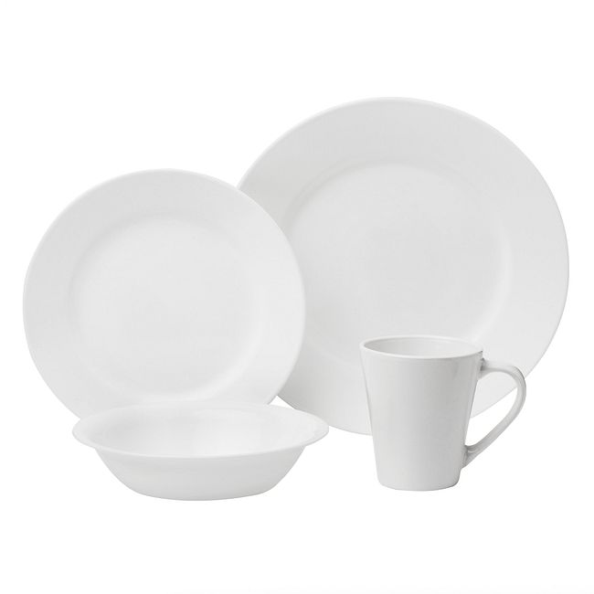 Dazzling White 16-piece Dinnerware Set, Service for 4