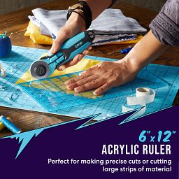 Zoid Reversible Acrylic Ruler with text 6 by 12 inches and perfect for making cuts and squaring off quilting blocks and more 
