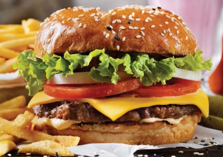 Diner Burger shown with fries