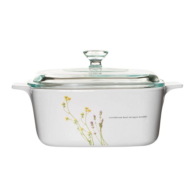 Stovetop Pyroceram European Herbs 1.5L Casserole w/ Glass Lid