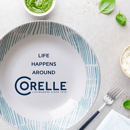 Geometrica 30-ounce Meal Bowl with Life Happens around Corelle text