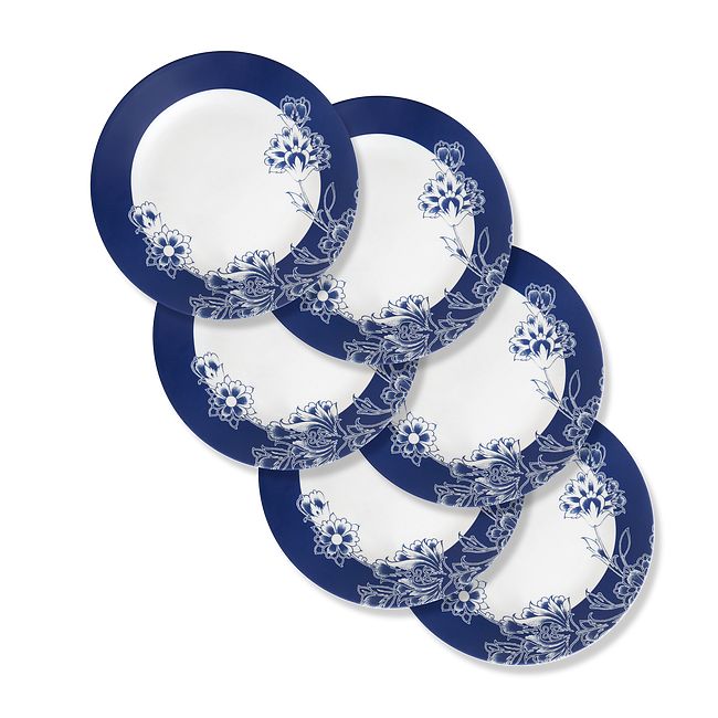 Indigo Blooms 11" Dinner Plates, 6-pack