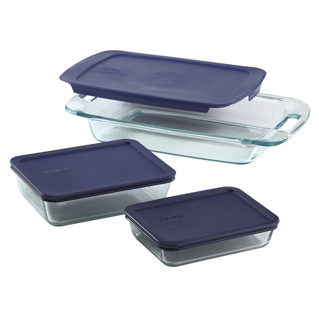 Easy Grab 6-piece Glass Bake n’ Store™ Set with Blue Lids