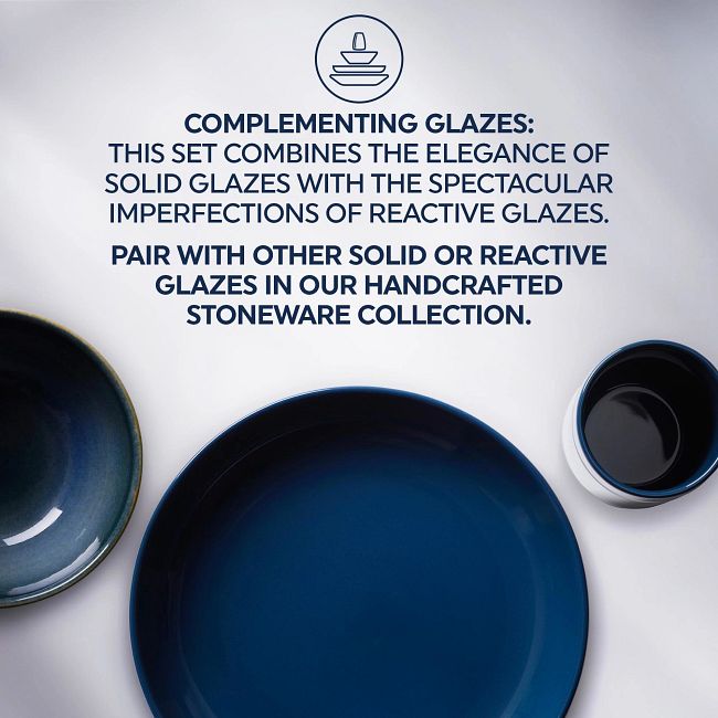 Stoneware 10-piece Dinnerware Set, Service for 4, Navy