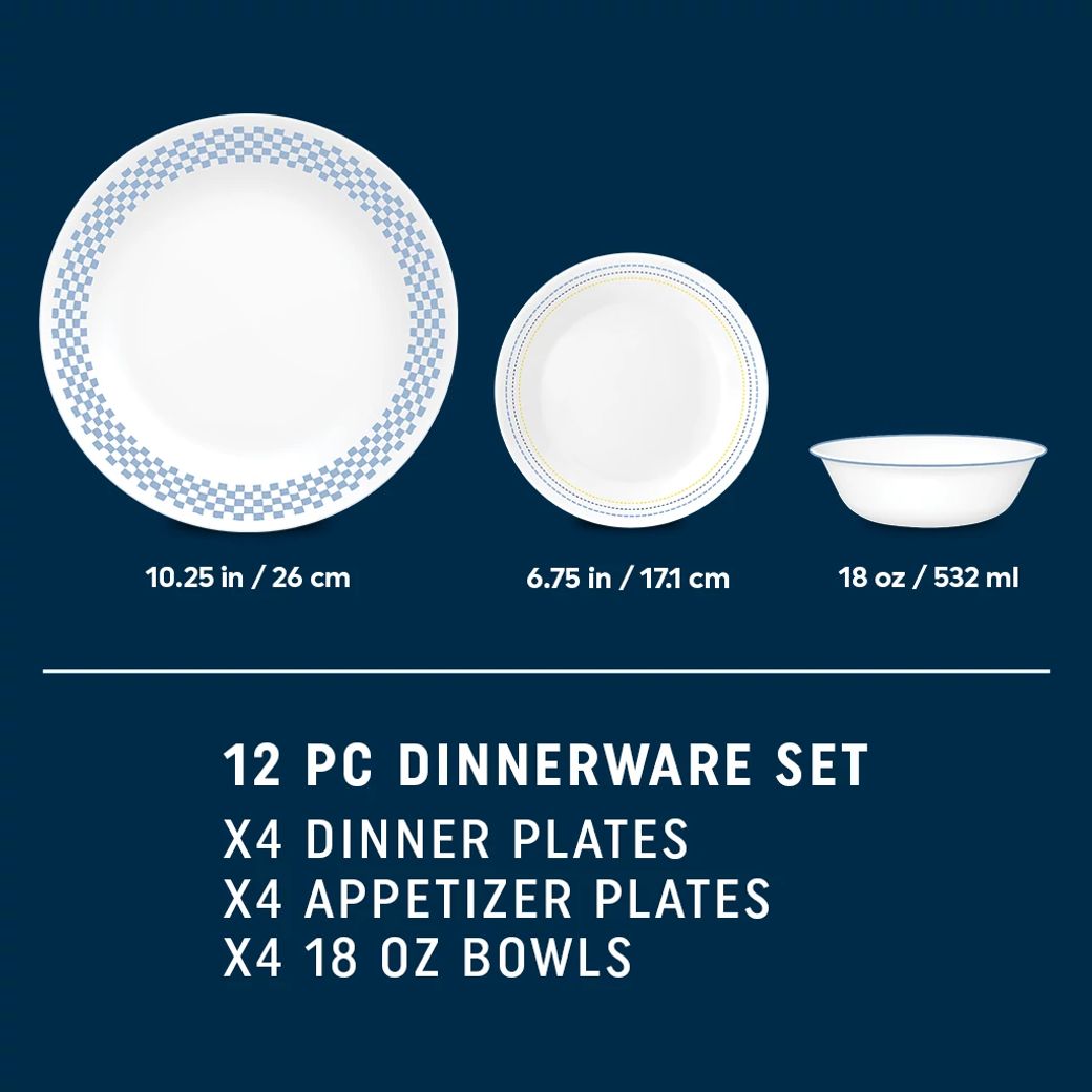 Amelia 12piece Dinnerware Set, Service for 4 Corelle