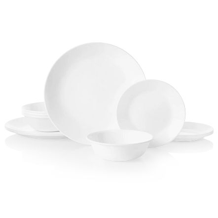 Winter Frost White 12-piece Dinnerware Set, Service for 4 | Corelle