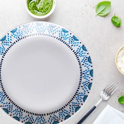  Azure Medallion Dinner Plate on Table