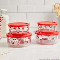 7-cup Glass Storage Hello Kitty® My Favorite Flavor on the counter with popcorn inside