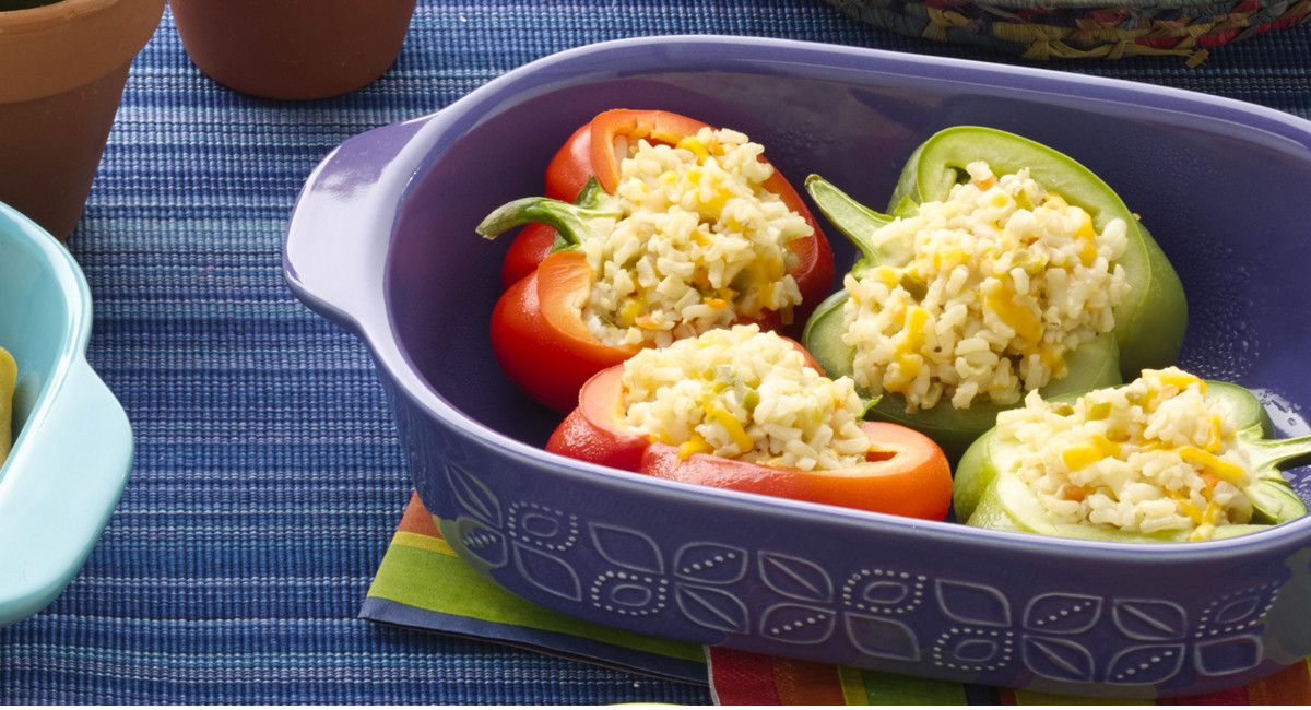 Pimientos Rellenos de Arroz con Queso
