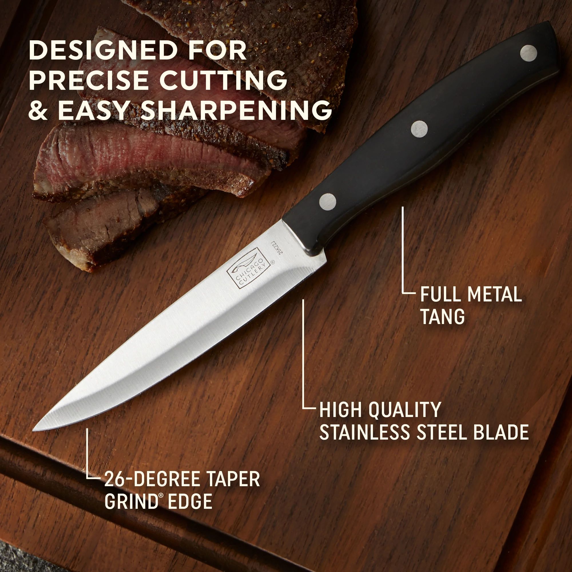 Chicago Cutlery B144 4pc Walnut Tradition Steak Knife Set
