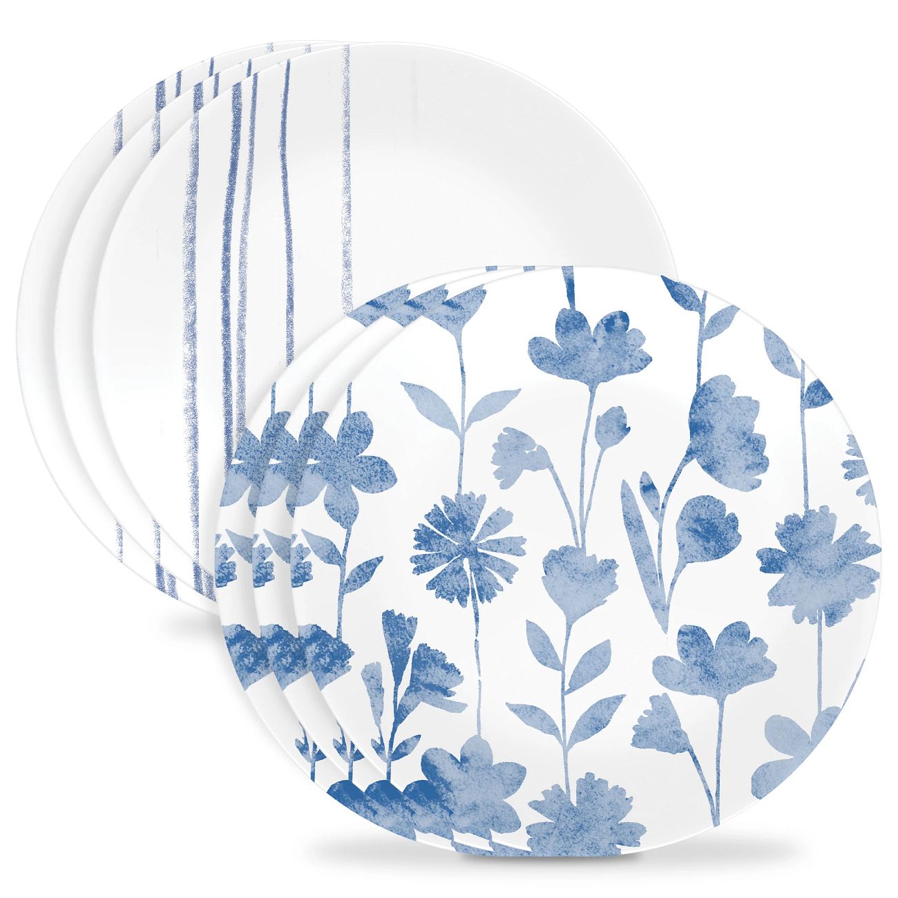 Botanical Stripes 8.5” Salad Plates, 6pack Corelle