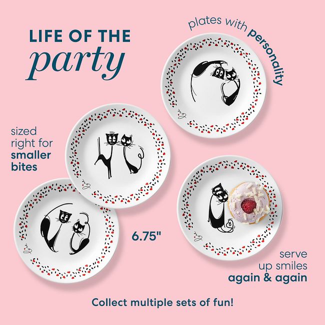 Loving Cats 6.75" Appetizer Plates, 8-pack