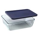 11-cup Rectangular Glass Food Storage Container with Blue Lid