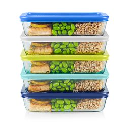 Simply Store 10-piece Meal Prep Glass Storage Set with food inside