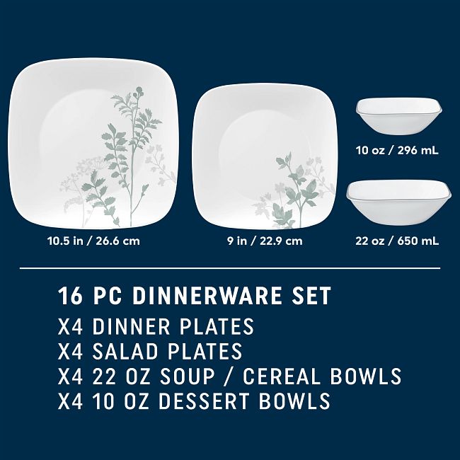 Square Amalie 16-piece Dinnerware Set, Service for 4