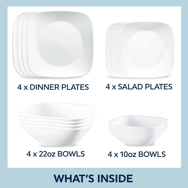 Vivid White 16-piece Dinnerware Set, Service for 4