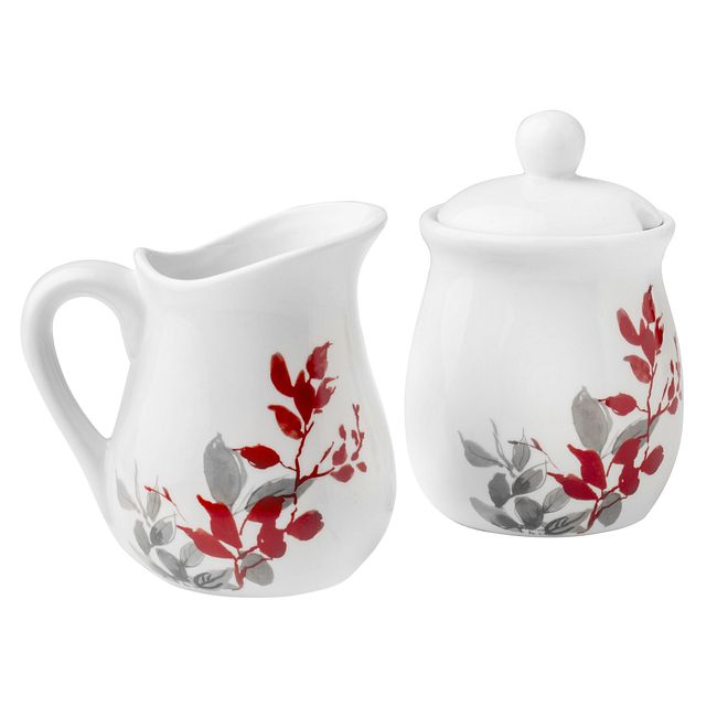 Sugar & Creamer Set Coordinates w/ Corelle Kyoto Leaves